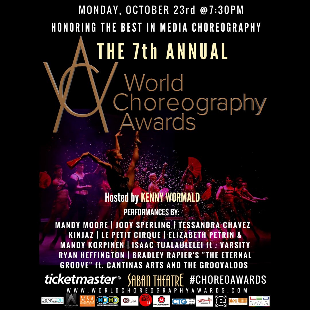 DanceClassLive's tweet image. Only a few days away from the #ChoreoAwards 🕺🏼🎉

Special performances by #MandyMoore #JodySperling &amp;amp; many more!