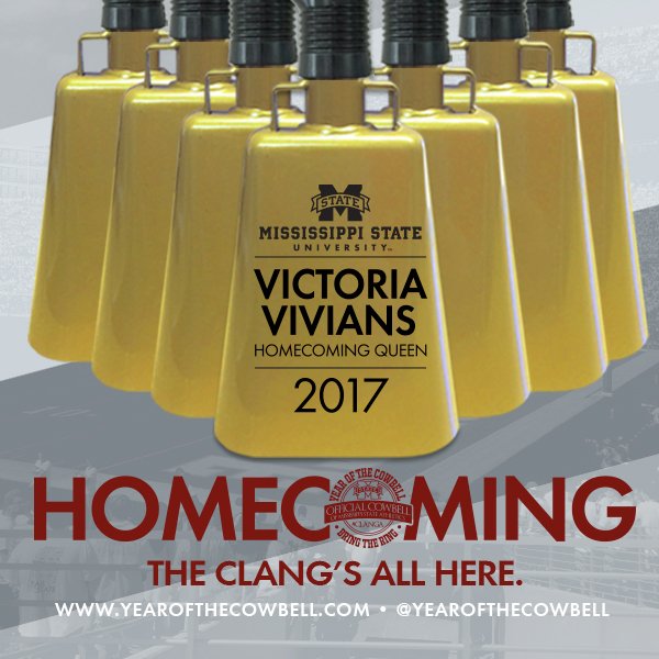 yearofthebell's tweet photo. @yearofthebell is honored to provide the special Gold Cowbells for the 2017 MSU Homecoming Court! - #HailState #TheClangsAllHere https://t.co/bU61KrsLiq