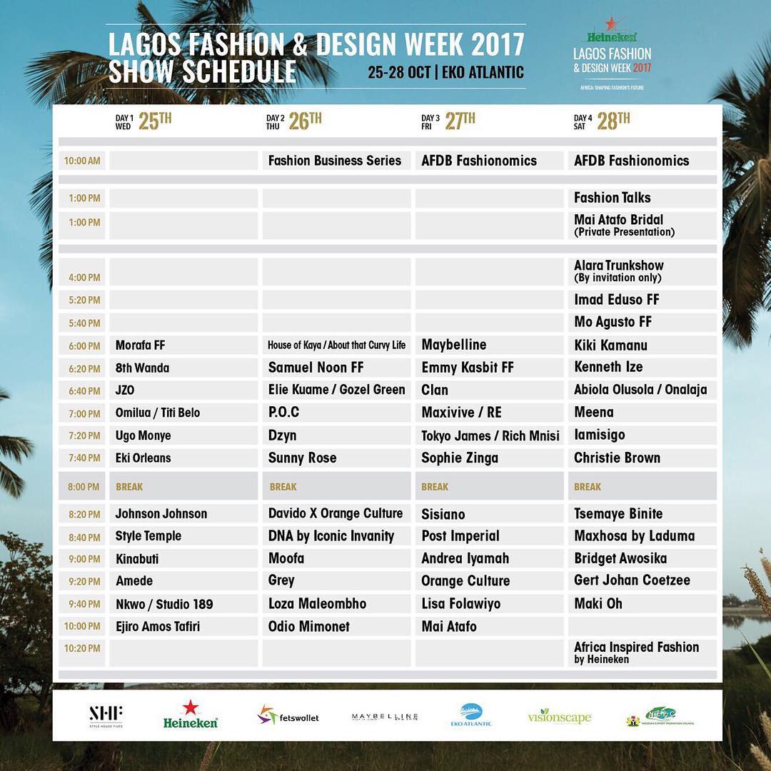 Nobsdaslushhkid's tweet photo. The schedule is out!
#HeinekenLFDW17
#LFDW17ready
#LFDW17 https://t.co/nwm9ag2dPn