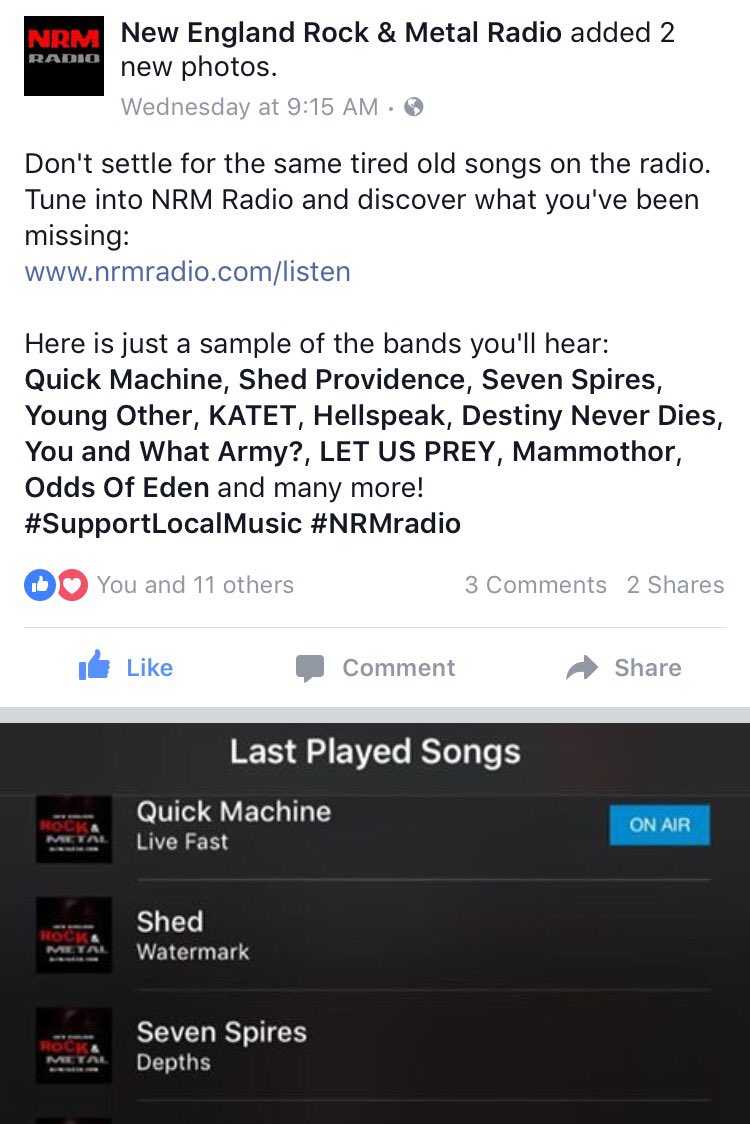 Quick_Machine's tweet photo. Thanks New England Rock &amp; Metal Radio for playing Live Fast! Go check them out and discover some amazing new music. 🤘🏻 https://t.co/K6wzZUsTPI