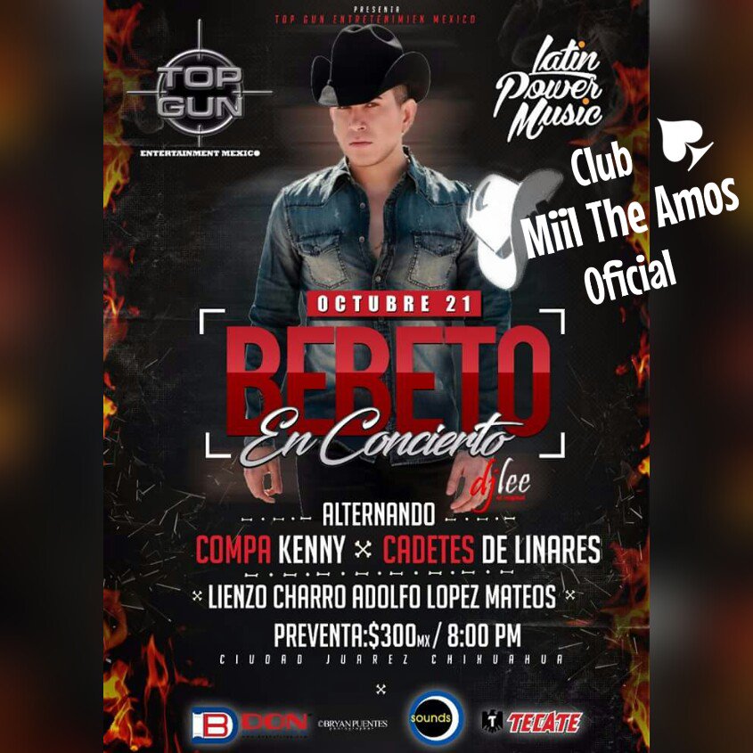Yunuen_09's tweet photo. HOY Sábado 21 De Octubre 🎉
@El_Bebeto EN CONCIERTO 👏
En Cd. Juárez, Chihuahua 🌴
#NoFaltes
#PorqueTomando
@Club_MilTeAmos https://t.co/BcqKxWtdG4