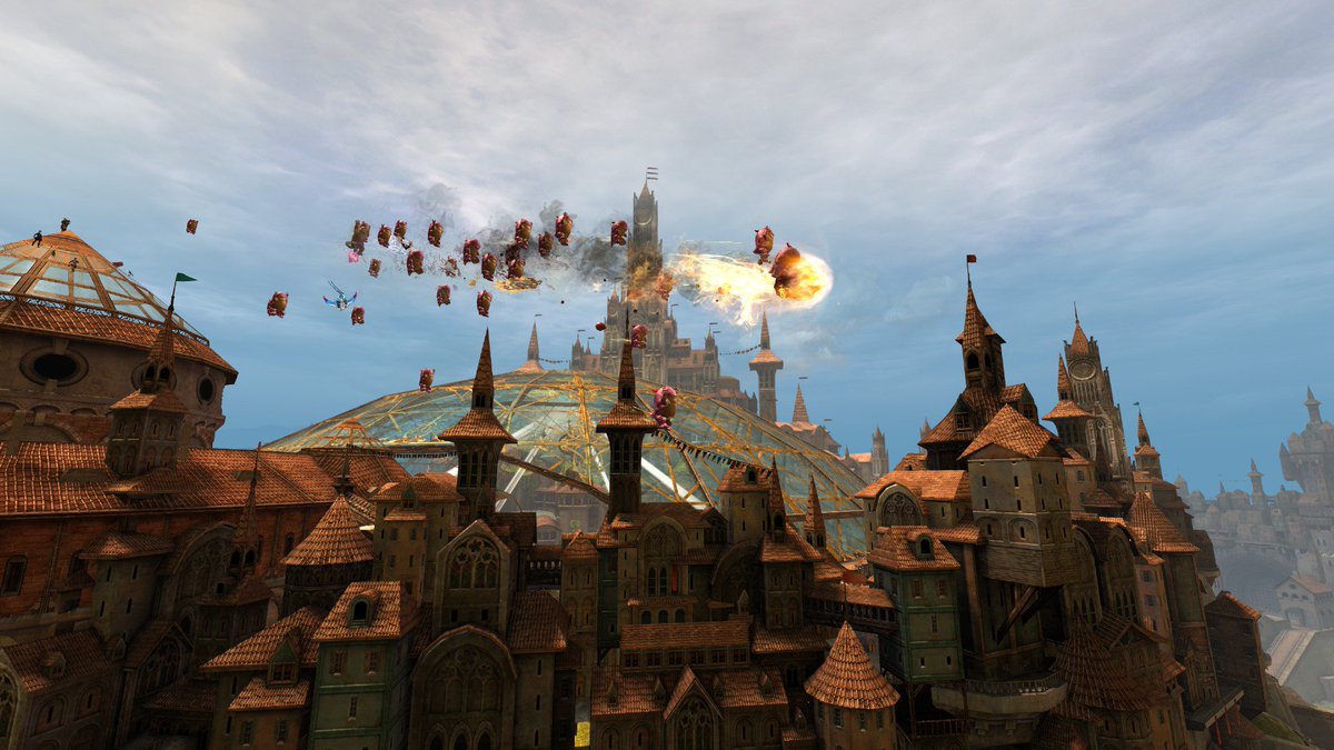_OpenCommunity's tweet photo. #EU Quaggans take to the skies, bringing #pinkday17 joy from Lion's Arch to Divinity's Reach! @PinkDayinLA @GuildWars2 <3 https://t.co/K4LPgLS94y