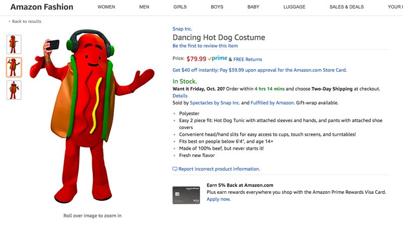 mesgchris's tweet image. Who’s gonna rock this awesome Hot Dog costume this #Halloween ? gizmodo.com/snaps-latest-h…