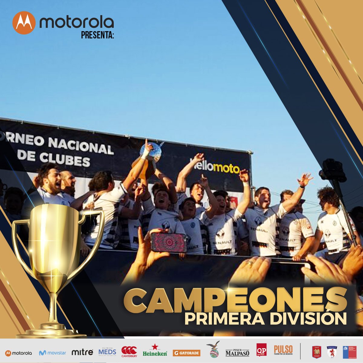 arusa_rugby's tweet photo. FELICITAMOS A Old Boys por haberse coronado como el Campeón de Chile!! #TNC 
#HelloMoto #HelloRugby #MotoZ #ARUSA #IND2017 #ChileRugby https://t.co/81Bvfom6Ef