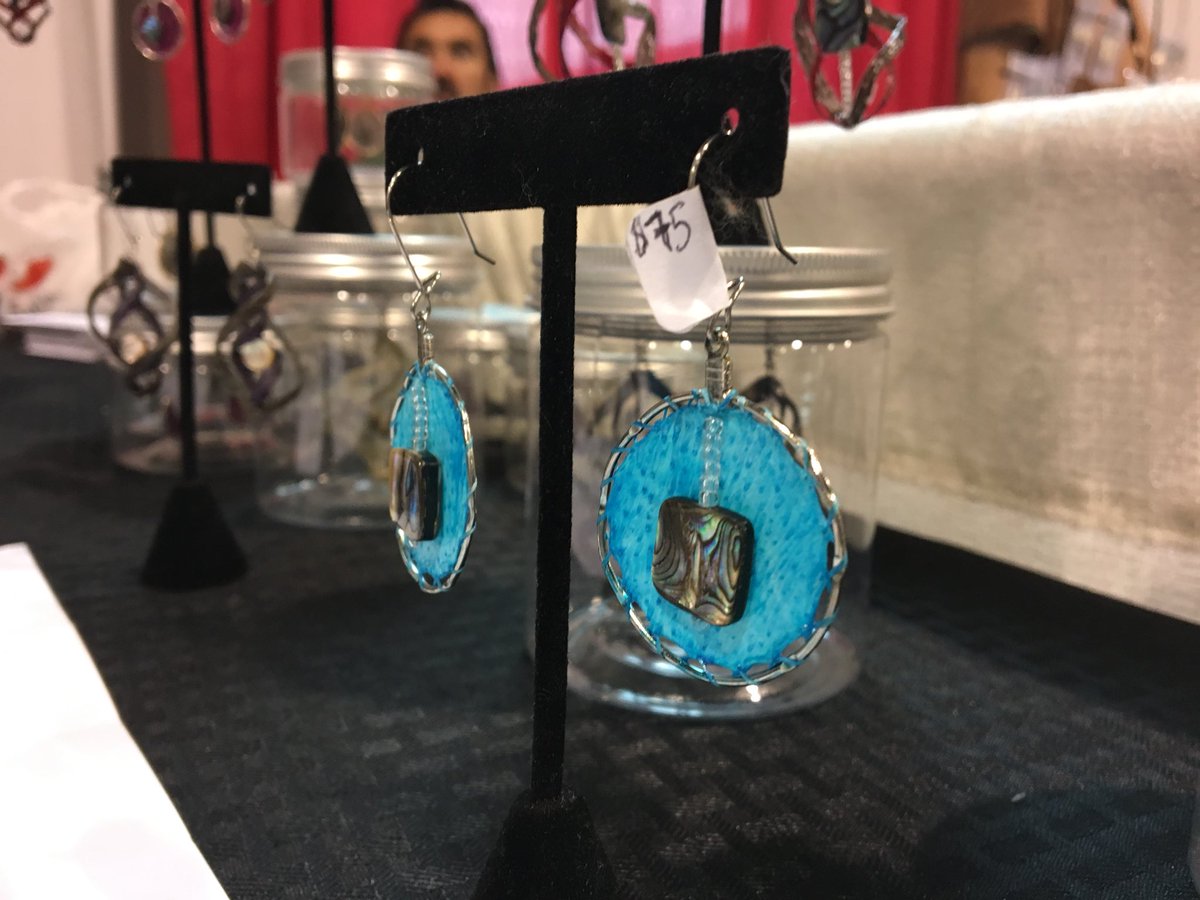 IndigenousBeads's tweet photo. Dyed halibut skin creations by Elizabeth Rexford (Iñupiaq) at #2017afn. https://t.co/Tax4JaQiSd