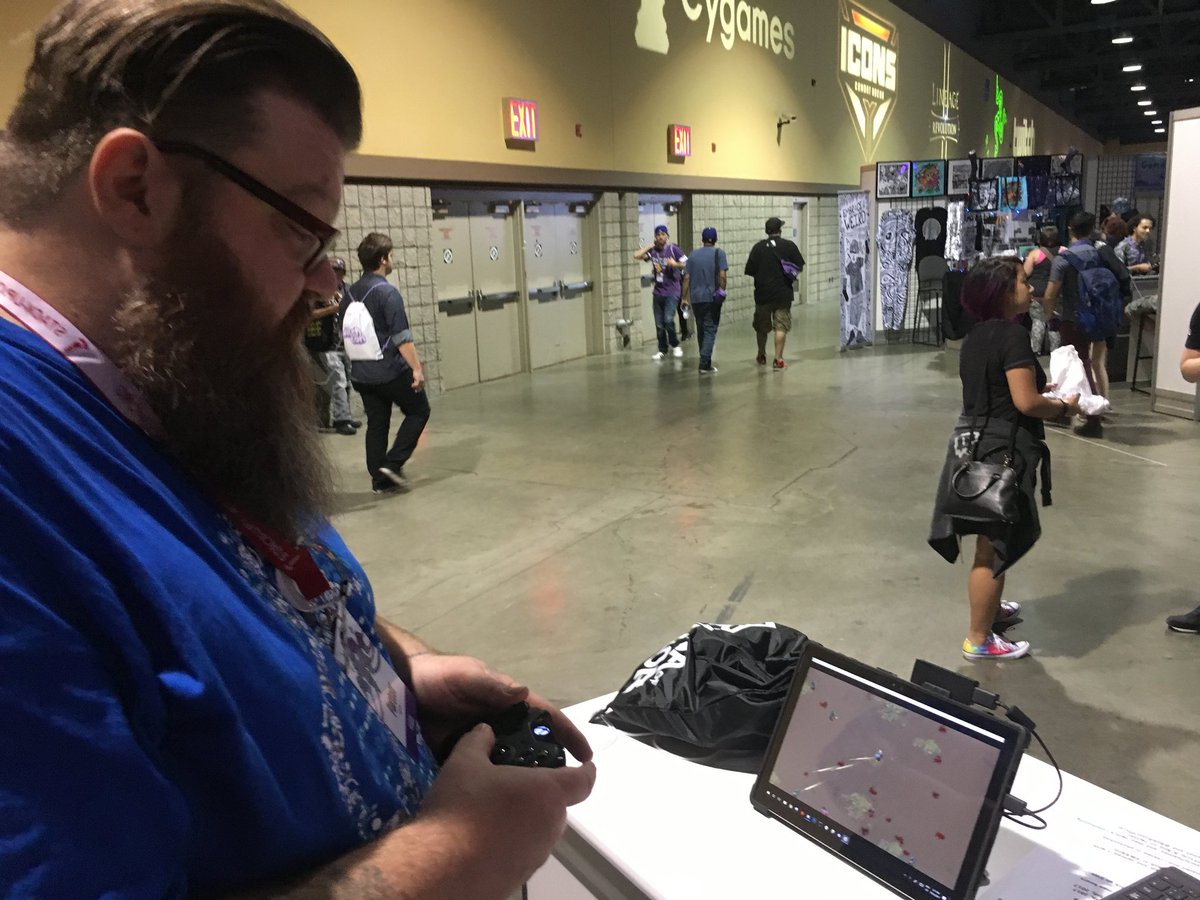 SatireXgame's tweet photo. Thank you @TheRealIndie for checking out our Satire X demo at #TwitchCon https://t.co/FHImXEoCcS