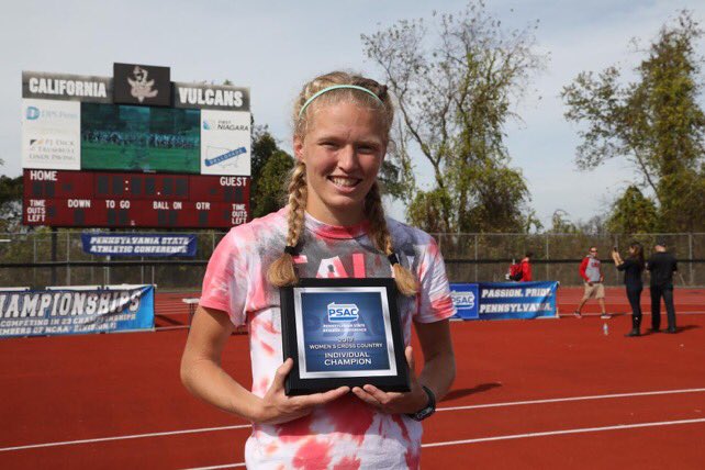 CALU_TFXC's tweet photo. Julie Friend leads team to top 5 finish w/ individual win!
#PSACChamp #teamprideheartfire (big thx 2 Nef and Kyle for vids during awards!) https://t.co/UsYsTK2A1T