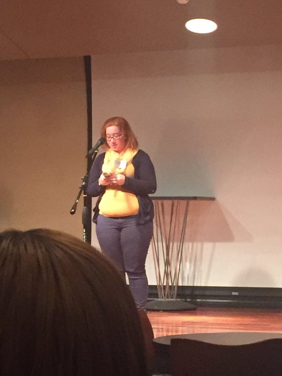 MarquiKeim's tweet photo. Carlie reading her beautifully sad poem at open mic #HPRConference17 https://t.co/qmfLl6NTj6