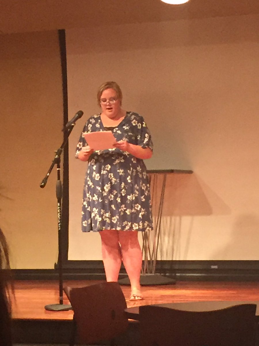 MarquiKeim's tweet photo. Kaitlin reading at open mic! #HPRConference17 https://t.co/m96Id6Mx0v