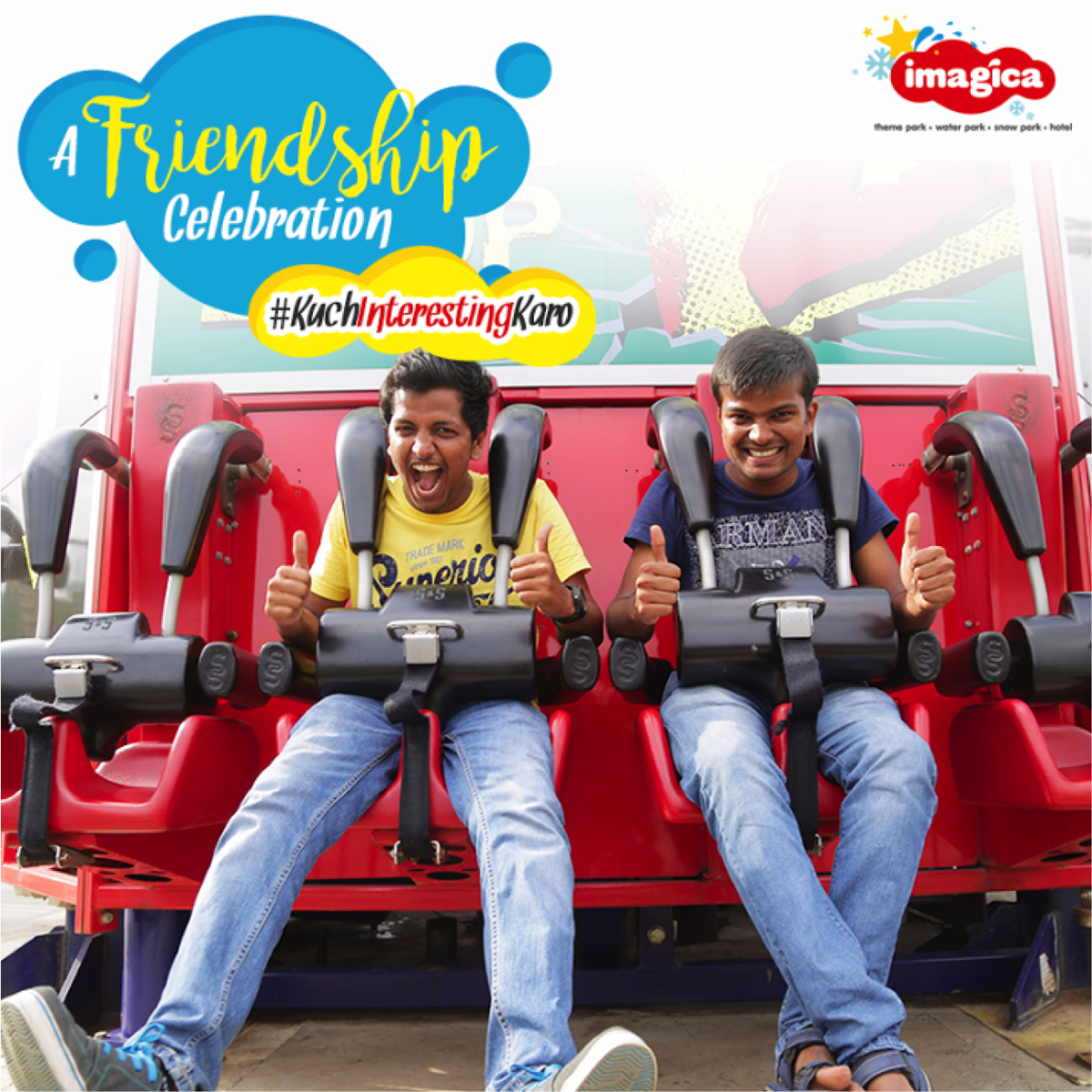imagicaaworld's tweet photo. They are celebrating 5 years of friendship with the thrills of #Dare2Drop. Celebrate your dosti in a thrilling way!
#KuchInterestingKaro https://t.co/oUU356MLlx
