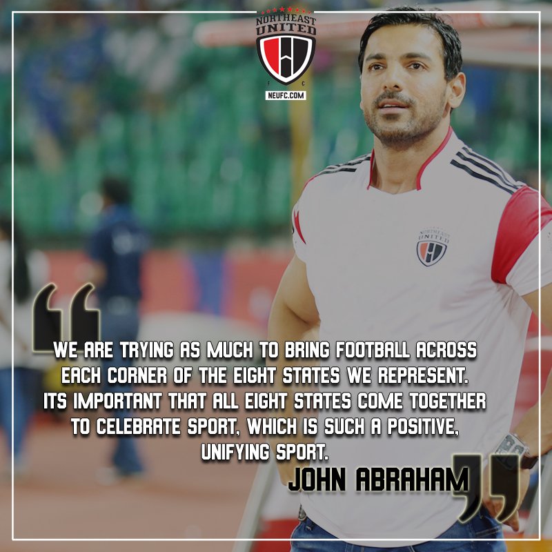 NEUtdFC's tweet photo. It's Matchday! Here's our owner @TheJohnAbraham sharing the idea behind playing the #PreSeason match in Imphal #Highlanders #8States1United https://t.co/tIJy4pw7WO