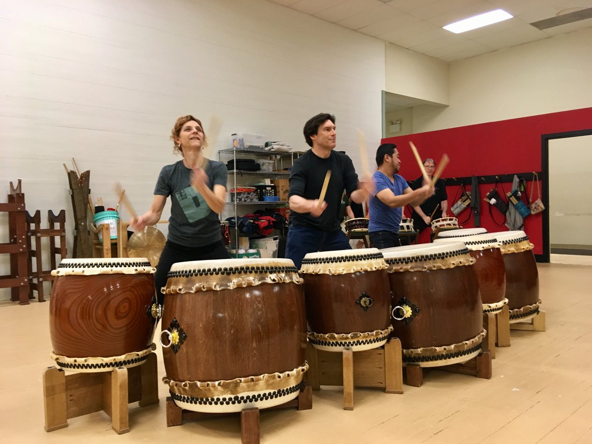 KyoDaiko's tweet photo. 😁Wrapped up learning the revision of our original #taiko piece 'Taikyuu' last night. Excited to add a #multidrum piece to our repertoire!😁 https://t.co/X7redwtm3B