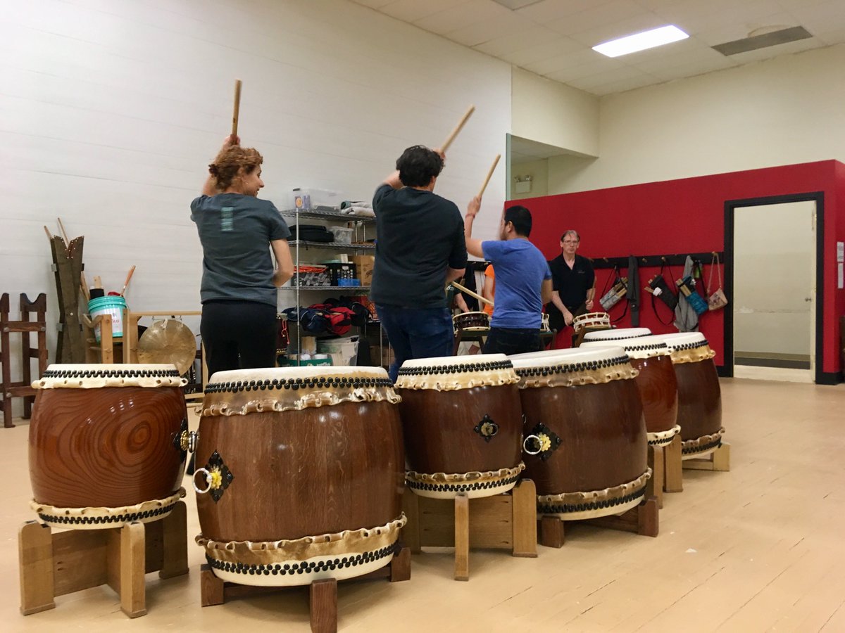 KyoDaiko's tweet photo. 😁Wrapped up learning the revision of our original #taiko piece 'Taikyuu' last night. Excited to add a #multidrum piece to our repertoire!😁 https://t.co/X7redwtm3B