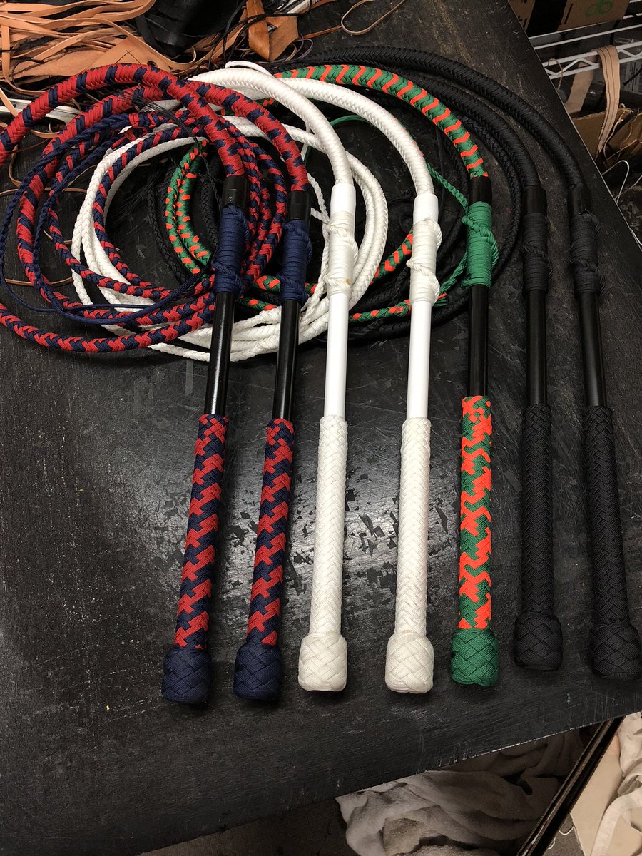 MidWestWhips's tweet photo. Performance Hybrids leaving the shop. Order yours at https://t.co/P4kGIs6kv7 #Whips #Whip #paracord #performancehybrid #flowarts #Vegan https://t.co/4YJ4pqPpGD