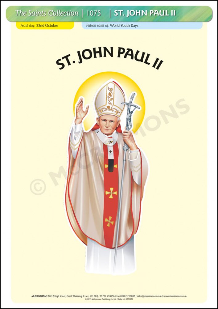 McCrimmons's tweet photo. "Totus Tuus"
22 October π St. John Paul II, 1920-2005 #PopeSaint https://t.co/ksSrVEVNUV https://t.co/nf1FdUBoUy