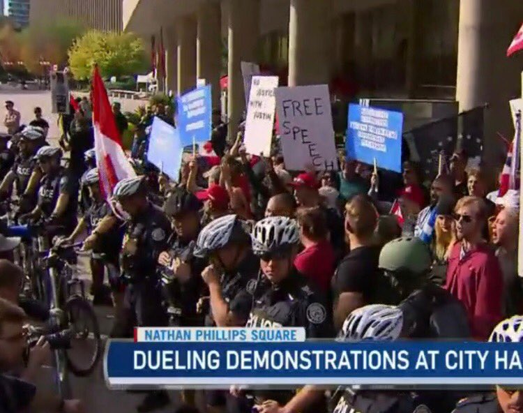 jen_keesmaat's tweet image. You can tell this protest, today, is in Toronto b/c Police are using their bikes + wearing their bike helmets - not riot gear #KeepThePeace