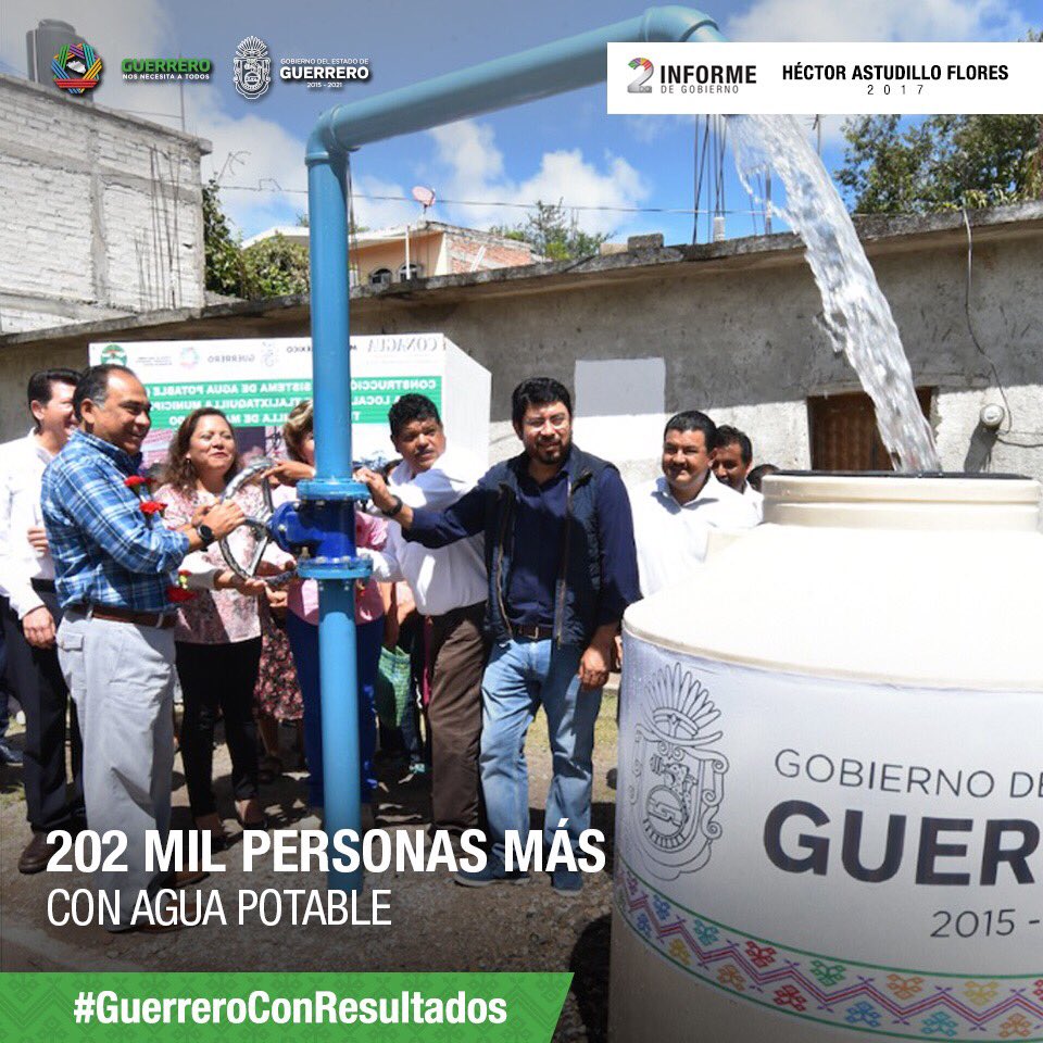 MerceCalvoE's tweet photo. Se amplió la cobertura de agua potable, más del 86% de la población cuenta con este servicio. #GuerreroConResultados #Astudillo2doInforme https://t.co/GlcORq2cO8