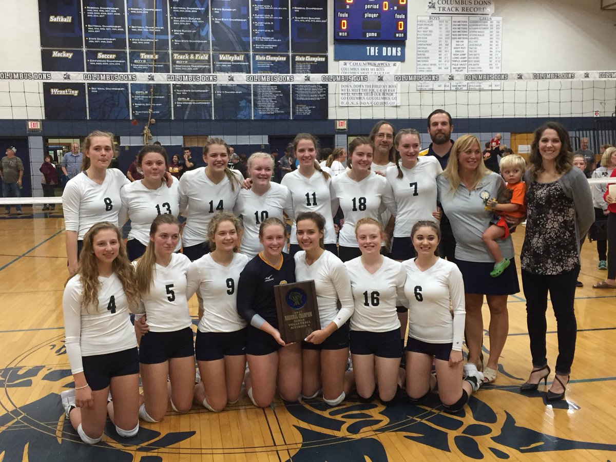 Columbus Dons volleyball are regional champs. Defeated Rib Lake 3-1. #GoDonsGo. #wisvb