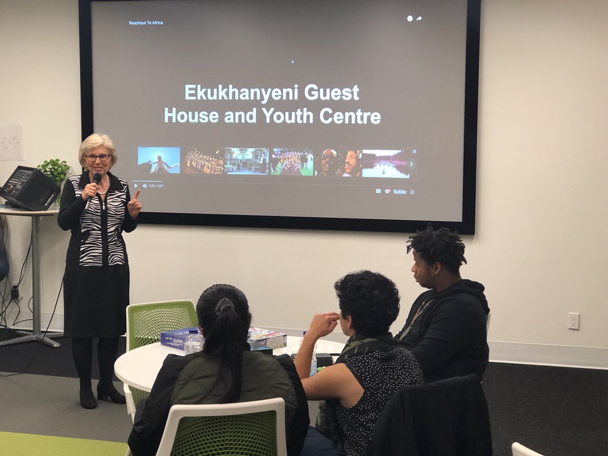 AndieGust's tweet photo. Heather Stephens talking at our Light Up the Laughs fundraiser about great work happening with youth at Ekukhanyeni South Africa. @Treefrog https://t.co/qiFp9Kg62o