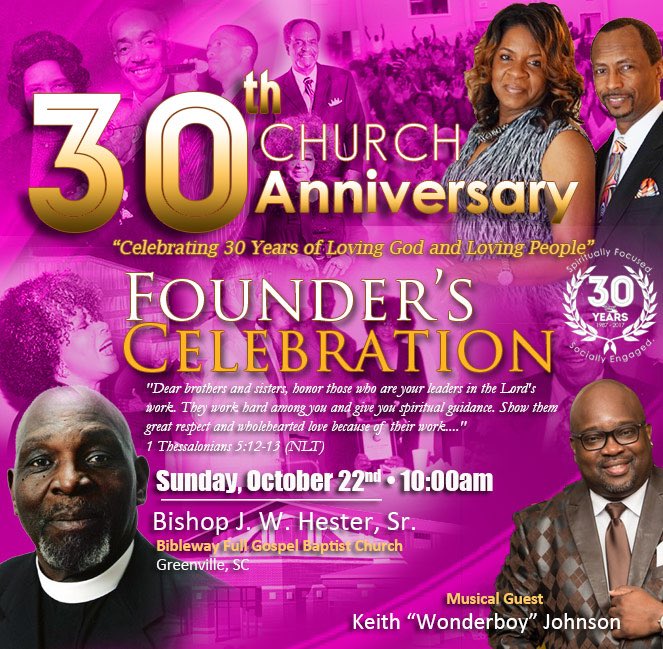 ValleyBrookOBC's tweet photo. Celebrate 30th Church Anniversary Founder's Day with us Sunday 10am & click on link to meet our founders - https://t.co/XbmyKoqPpc https://t.co/9zwP76CrQ8