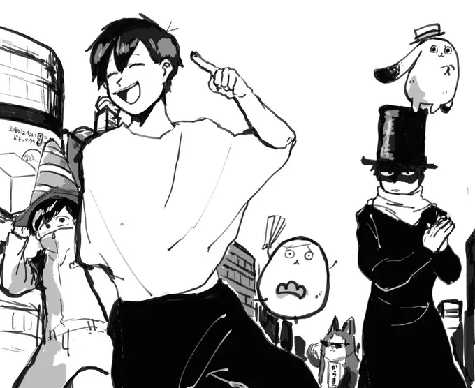 #rtされた数だけ好きな曲をおそ松さんで描く
10曲目  ナン/セ/ンス文/学
踊り明かそう  この夜を沸かそう 