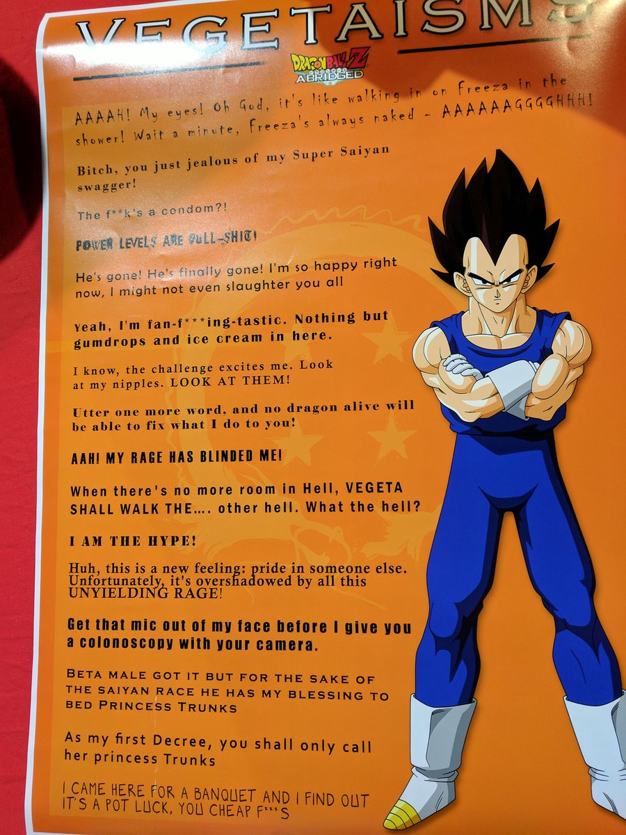 teamfourstar's tweet image. Found this lovely list of #Vegetisms at @Armageddonexpo.
