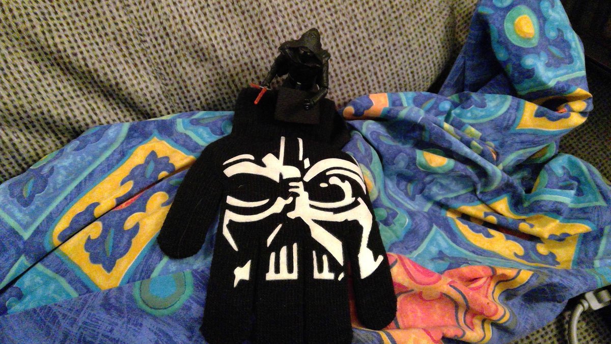 TinyKylo's tweet photo. Tiny Kylo Ren has found a Darth Vader glove.

"Guide me, Grandfather," he says.

The glove continues to be a glove.

How disappointing. https://t.co/JGjCp7HdLZ