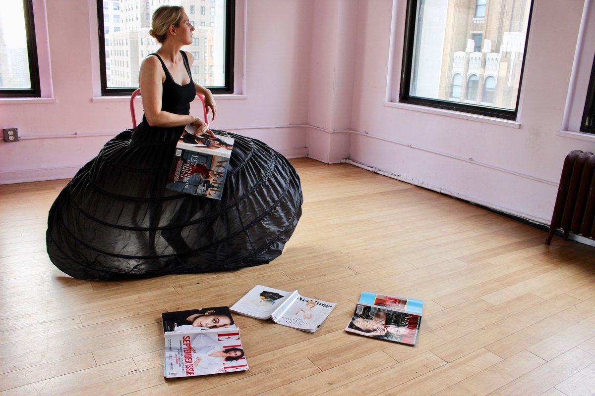 WBarkTheatreCo's tweet photo. Madame Bovary movement exploration @IRTTheater #newplays #hoopskirt https://t.co/BkBoxca815
