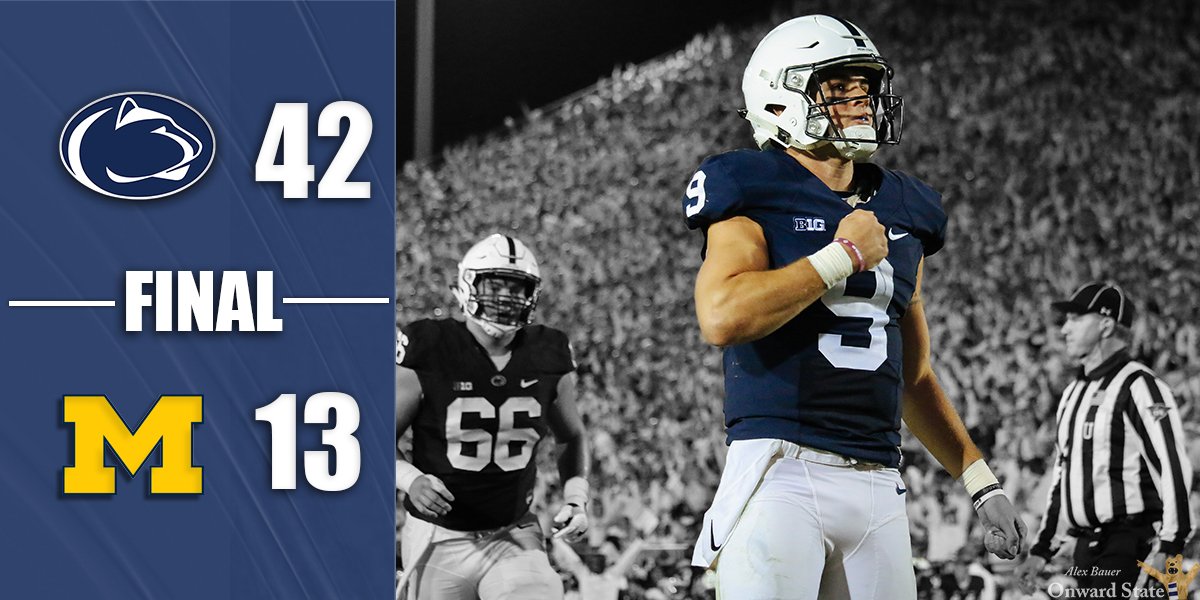 OnwardState's tweet photo. This is our house.

Penn State takes down Michigan 42-13 to remain undefeated this season. https://t.co/U3XgO4UwNq