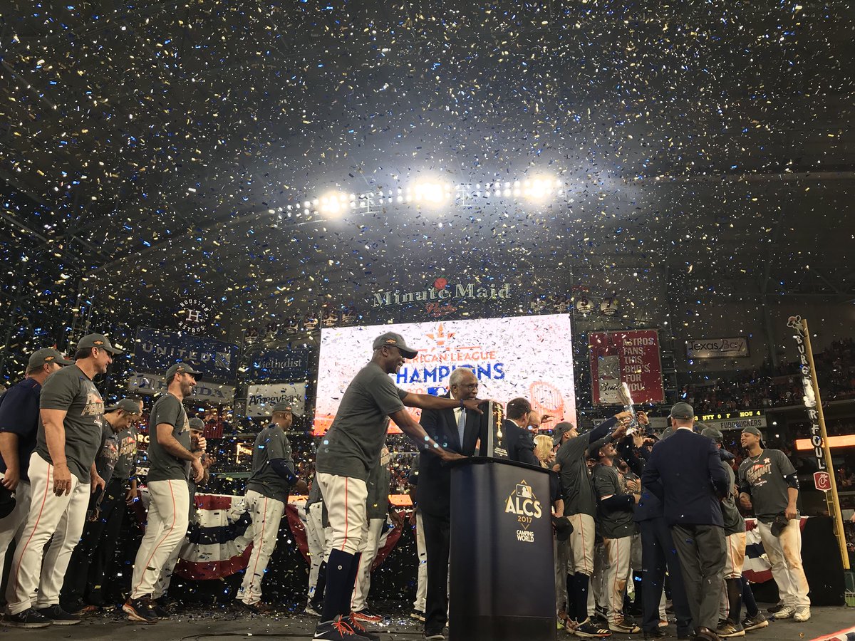 astros's tweet photo. American League Champions has a nice ring to it. #EarnHistory https://t.co/cuHmr0IwVO