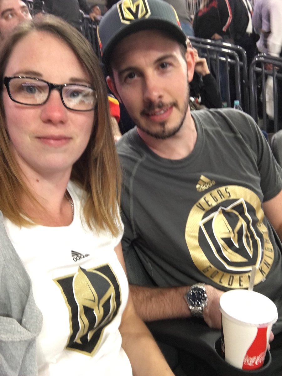 BecciOsman's tweet photo. Go knights go. From the UK first knights game tonight #vegasborn https://t.co/30Xz7PisWj