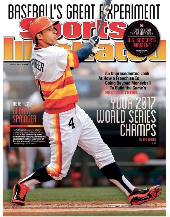 darrenrovell's tweet photo. In 2014, @BenReiter wrote the cover story that called the Astros the 2017 World Series champs. 

Before the 2017 season, he picked..Astros. https://t.co/6uxhMkAjZd