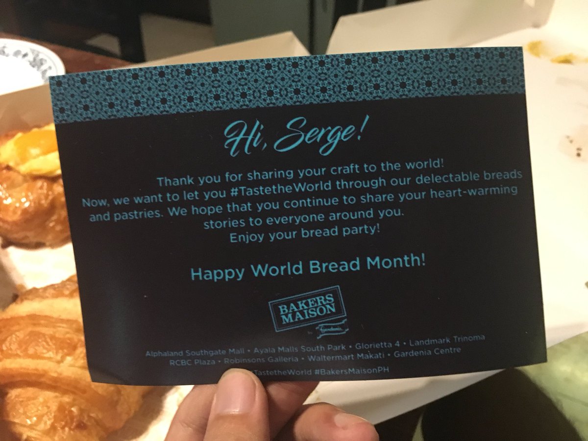 Thank you <a href="/BakersMaisonPH/">Bakers Maison PH</a> for breakfast. :) 

Happy World Bread month! 🥐🍞🥖

#TastetheWorld #BakersMaisonPH