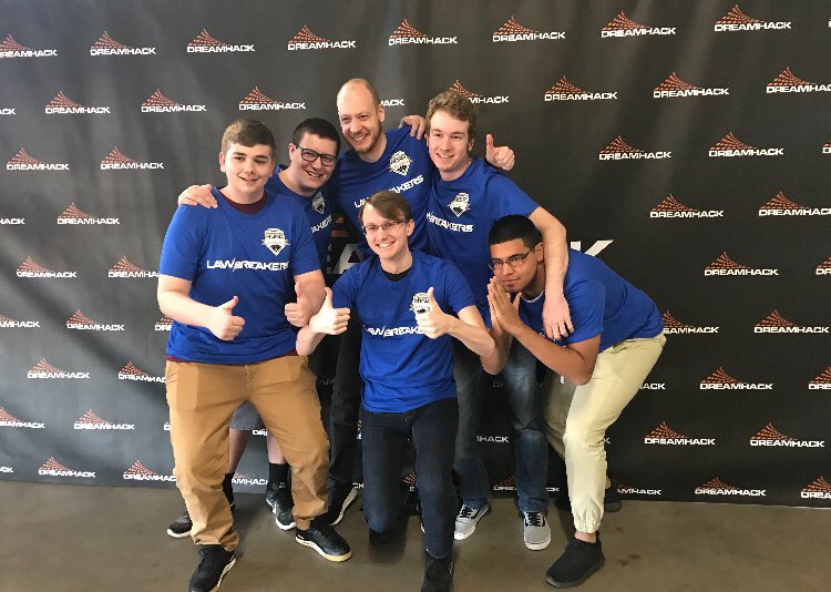 lawbreakers's tweet photo. Congrats to Stacked Like Pancakes, they’re walking away tonight as our @DreamHack champions! Well played Fuster Cluck!  #DHDEN17 https://t.co/kxCXW5Ct61