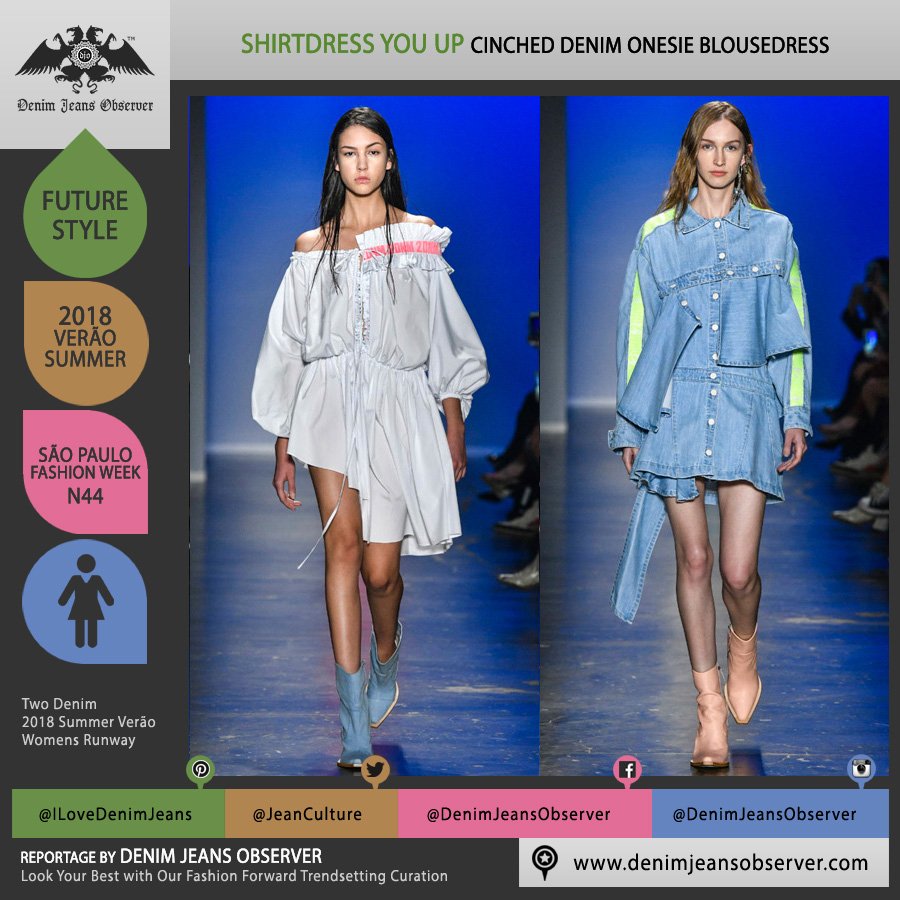 FashionWeekDJO's tweet photo. https://t.co/rGjlM87YKR Two Denim 2018 Summer Womens #denim #jeans #shirtall #blousedress #shirtdress #cinch #buttons #SPFW44 #SS18 #verão18 https://t.co/XxYyR1TSeS