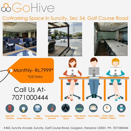 gohiveindia's tweet photo. #GoHive
Coworking Space In Suncity, Sector 54, Golf course Road, Gurgaon.
Workstations at Rs.7,999/-* Per month.
Call us at - 7071000444 or visit - https://t.co/HxfY5ogHZg
#coworking #office #space #gurgaon #GolfCourseRoad #Sec54 https://t.co/CIVkiDWby5