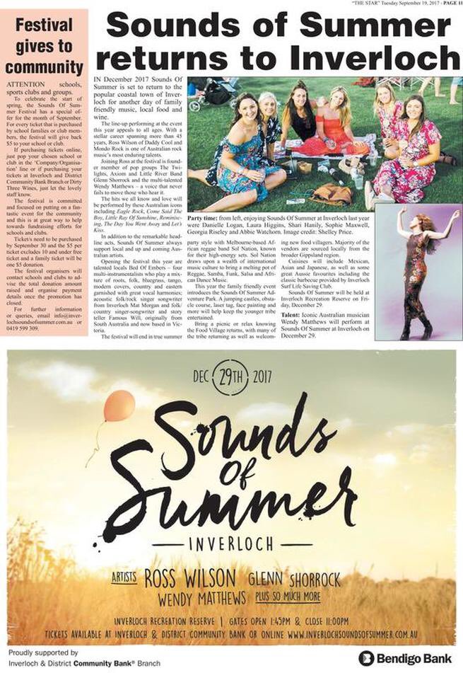 Extra! Extra! Read all about Sounds Of Summer Fest &amp; the acts playing the festival <a href="/rosswilsonmusic/">Ross Wilson</a>  #soundsofsummer