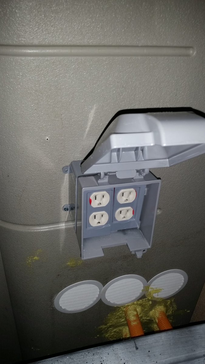 aatheus's tweet photo. 100A panel and outlets installed. Silicone and foam added! Shelf is strapped. Need to wire in inverter still. #PowerShed https://t.co/vlv8kj2l92