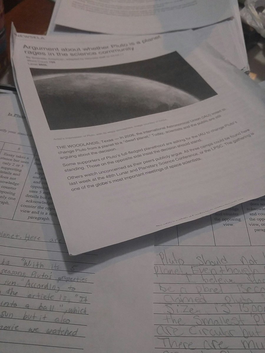 mrsdaycentral's tweet photo. Loving reading #8thgrade #pluto essays! The students are #passionate about Pluto's #planetstatus  #1phasd #writinginscience #plutofiles https://t.co/78LYnHOrWh