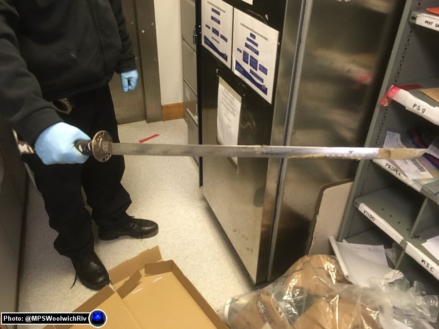 Kent_999s's tweet photo. WOOLWICH: Police say they arrested 8 people and recovered a Samurai sword after a disturbance at the Waterfront Leisure Centre last night. https://t.co/pMQZqVHtVr