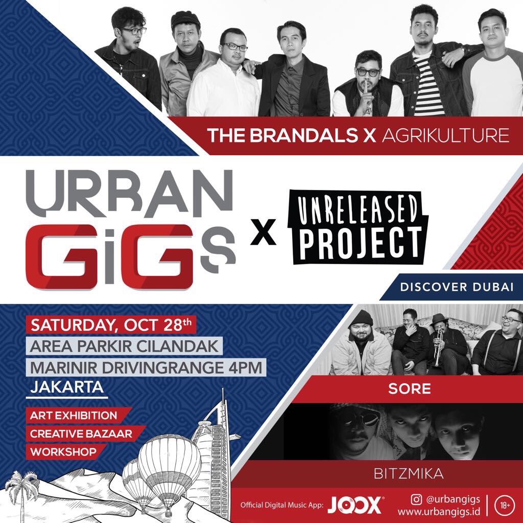 Thebrandals's tweet photo. x @agrikulture @urbangigs Unreleased Project. Oct 28, 2017 at Cilandak Marinir Drivingrange-Jkt. Start 4 pm. w/ @SOREband #unreleasedproject https://t.co/lOlst7atba