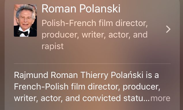 ceciledelarue's tweet photo. When you ask #Siri who Roman Polanski is π± #changedstatus #romanpolanski https://t.co/hFretlGqXg