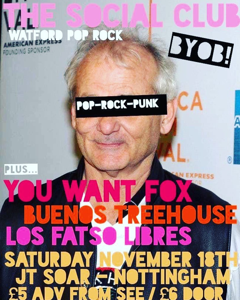 Next YWF gig  <a href="/jtsoar/">JT Soar</a> supporting The Social Club alongside Buenos Treehouse and Los Fatso Libres #youwantfox #grunge #grungemusic
