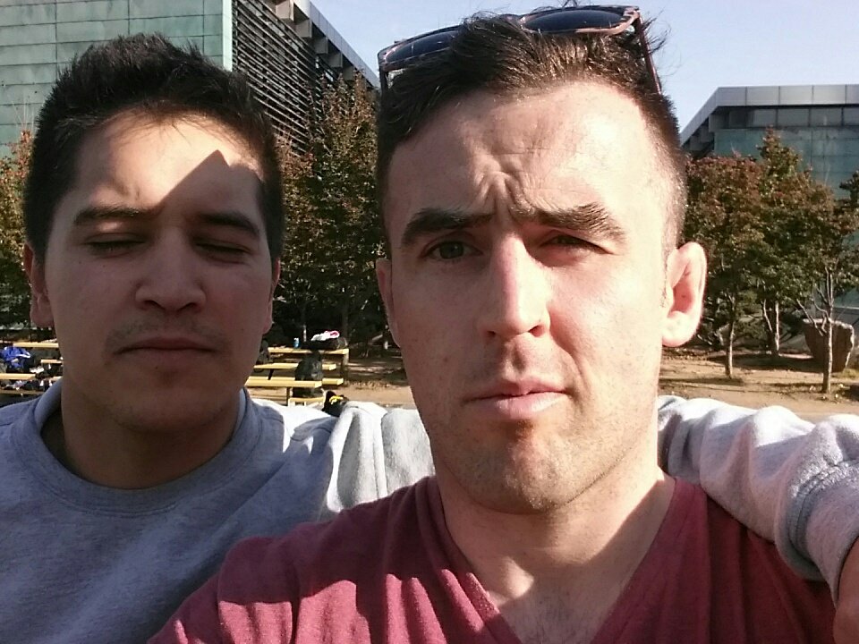 intersuwon's tweet photo. Making his 3rd debut for mighty mighty suwon. Andy Hoots is chomping at the bit to get back in action. Seen here with senior manager, Dave https://t.co/EH5RtmEiYJ