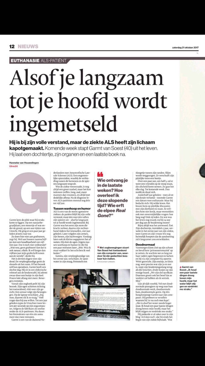 RobertdeHeer2's tweet photo. Alsof je langzaam tot je hoofd wordt ingemetseld. Indrukwekkend verhaal van #ALS patiënt @GarmtvS
Via @drbrambakker https://t.co/gnMqEyqxse
