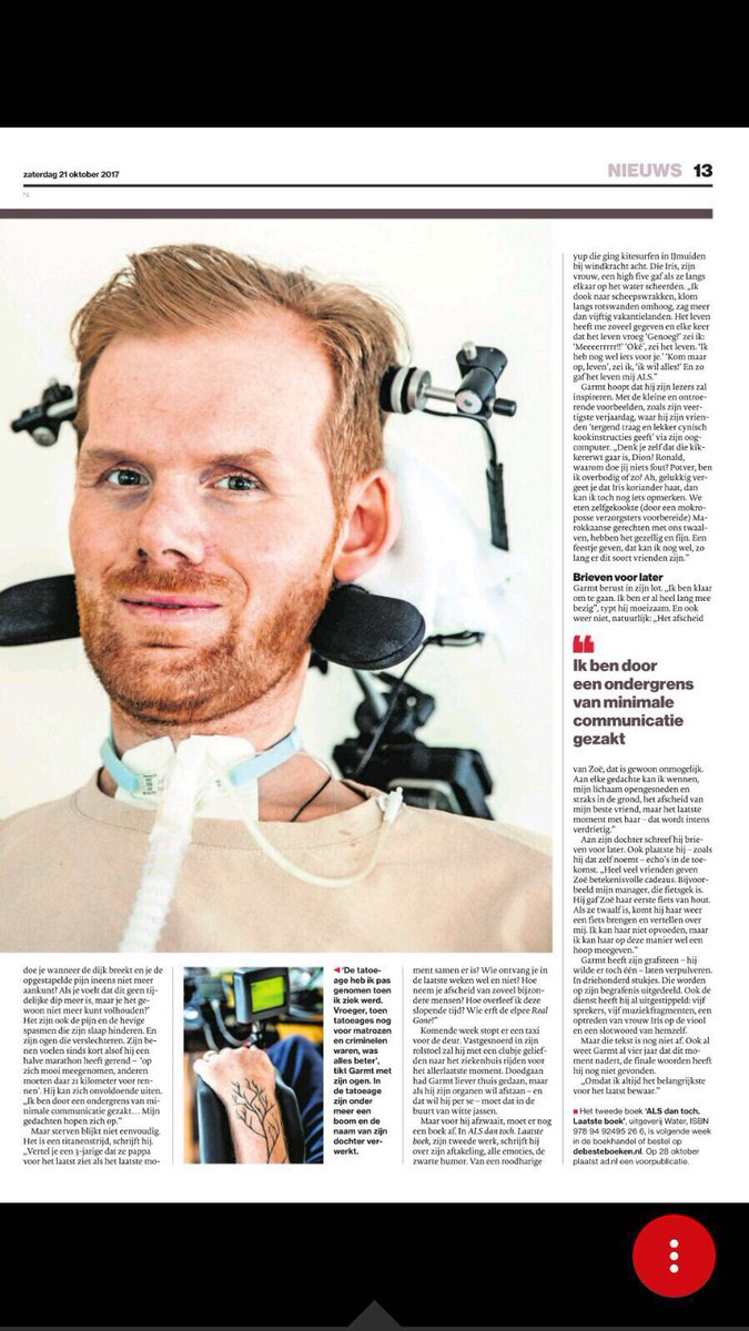 RobertdeHeer2's tweet photo. Alsof je langzaam tot je hoofd wordt ingemetseld. Indrukwekkend verhaal van #ALS patiënt @GarmtvS
Via @drbrambakker https://t.co/gnMqEyqxse