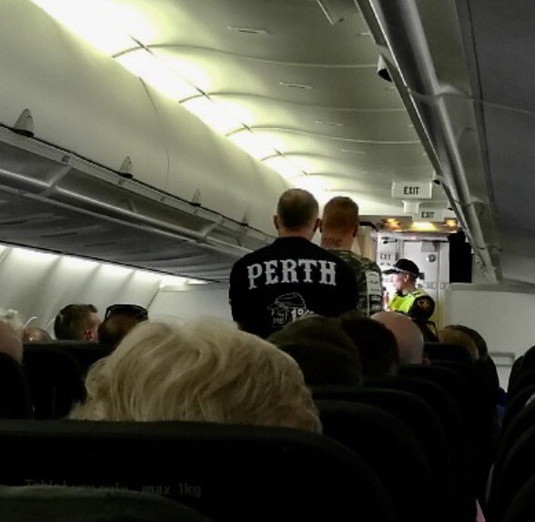 RonChristie's tweet photo. Sitting on Hobart Tarmac 1hr-Tas Police escort biker off-plus 5more leave-Senetors Abetz &amp;Bushby on board-another reason4 Fed Police@airport https://t.co/3cZQcJsrTh