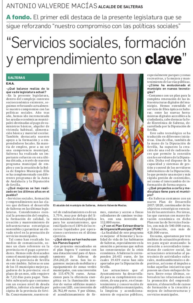 avalverdemacias's tweet photo. Hoy en @diariosevilla analizamos la actual legislatura y proyectos de futuro para #Salteras https://t.co/ajG8pGXP1W #Aljarafe #Sevillahoy https://t.co/1UEt9NL7fp