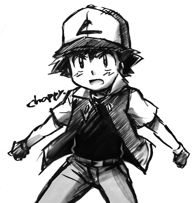 やってみたかった筆ペン絵サトシ&amp;丑年に描いたケンタロス
でも筆ペンが無かったのでコピックの黒とグレー 