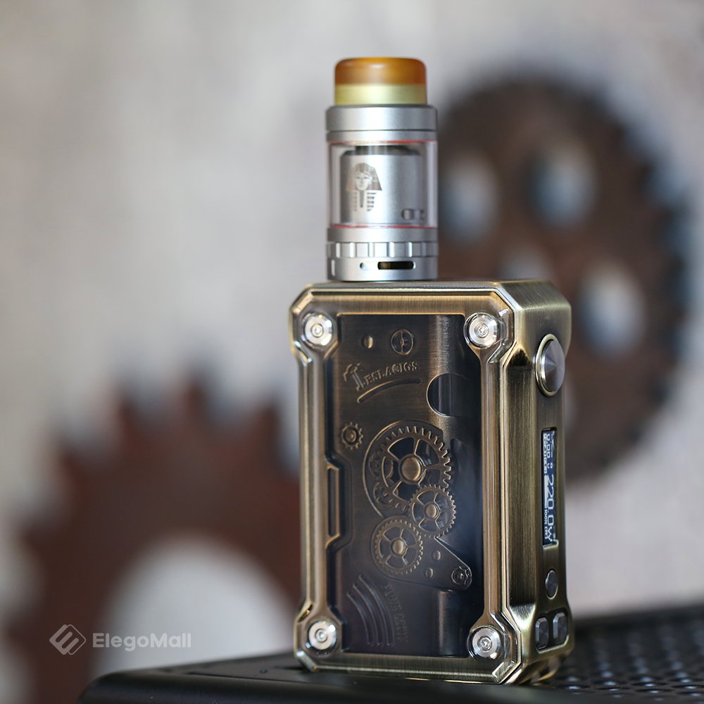 ElegoMall's tweet photo. 🚨#pharaohmini tank sits flush on Teslacigs #Punk220w .😊
Does #Steampunk style vaping device appeal to you❓
more: https://t.co/gqVUS634zq https://t.co/j5cdpbfq5h